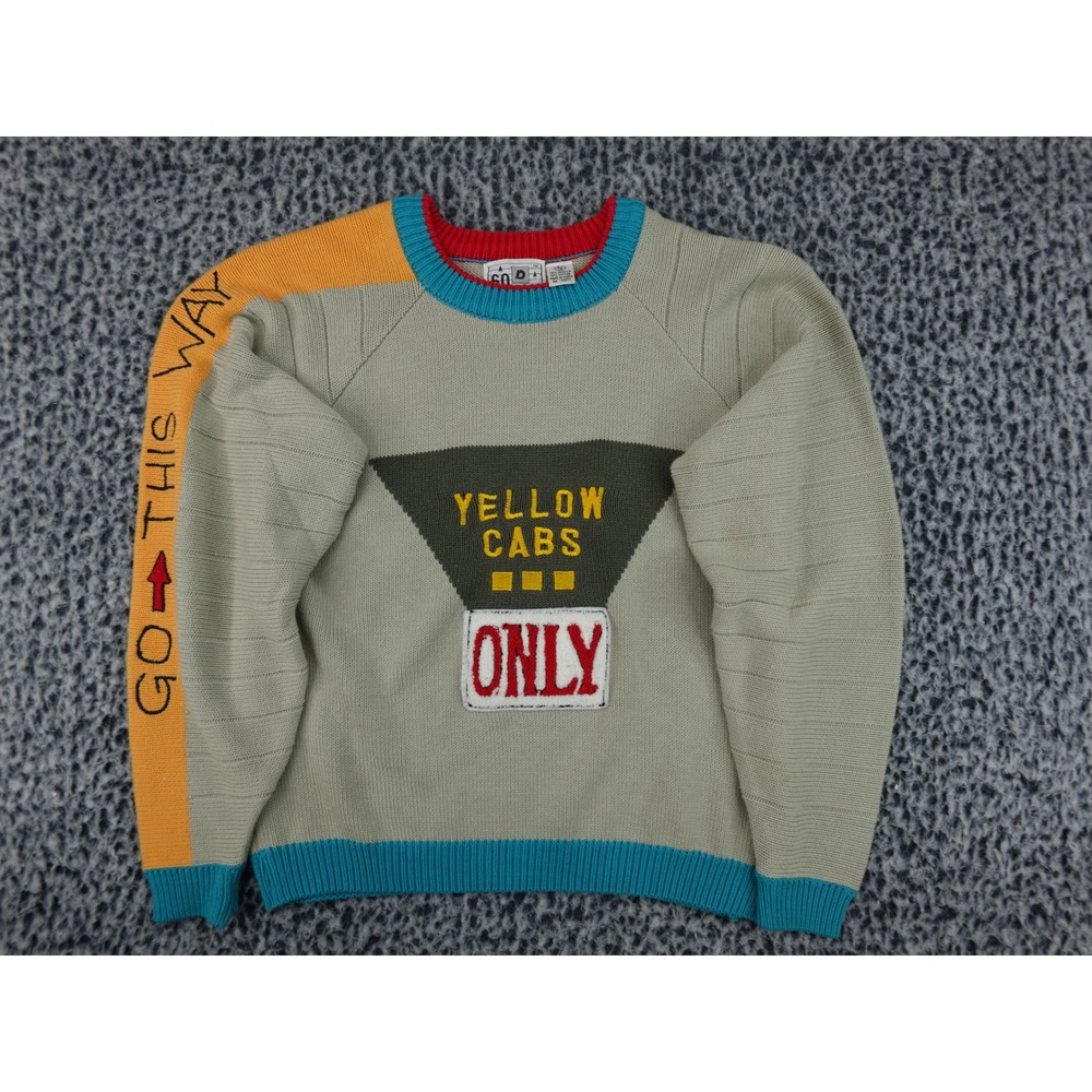 60 St Sweater Youth L‎ 14 Grey Vintage 80s Yellow Cabs Only Graphic Crewneck